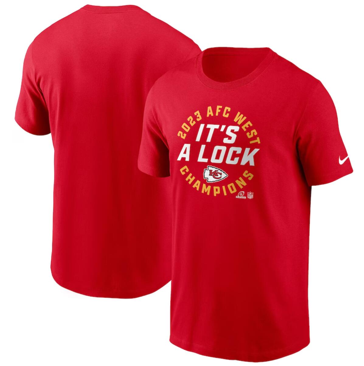 Men's Kansas City Chiefs Red 2023 AFC West Division Champions Locker Room Trophy Collection T-Shirt